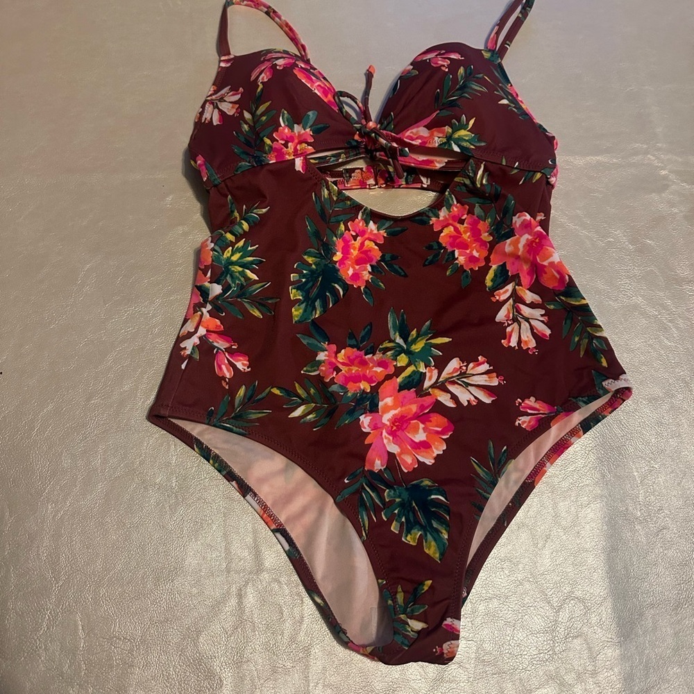 Shade & Shore Floral One Piece - Pink and Green